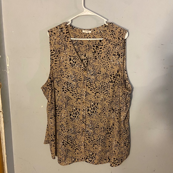 Maurice's Mocha Animal Print Gauze Blouse - Picture 1 of 2